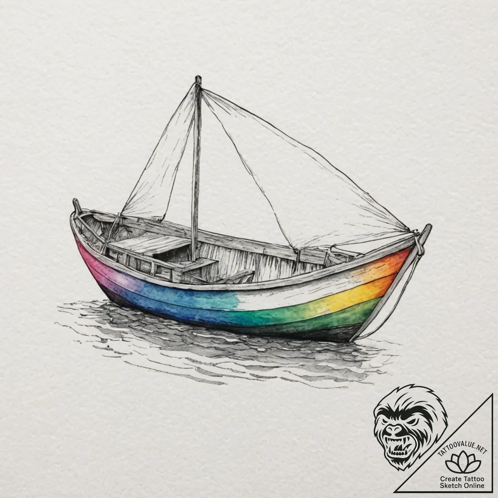 A watercolor sketch of the paper boat from ro... - tattoo sketch (№1752926475_0, 19.07.2025 12:01) — tattoovalue.net