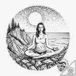 A serene photo of a yoga instructor meditatin… – tattoo sketch (№1752926934_0, 19.07.2025 12:08) — tattoovalue.net