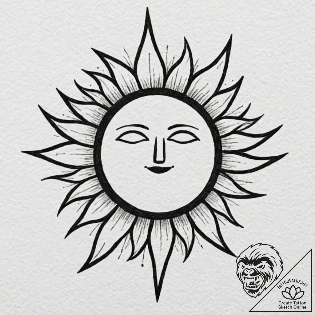 Black sun (symbol), tattoo drawing outline, o... - tattoo sketch (№1752927010_0, 19.07.2025 12:10) — tattoovalue.net