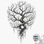 A watercolor sketch of the upside down, with… – tattoo sketch (№1752927086_0, 19.07.2025 12:11) — tattoovalue.net