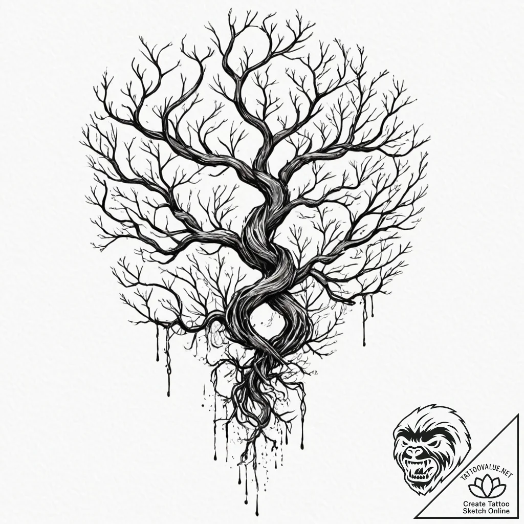 A watercolor sketch of the upside down, with... - tattoo sketch (№1752927086_0, 19.07.2025 12:11) — tattoovalue.net