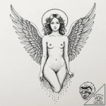 Angel, tattoo line art, vibrant colors, full… – tattoo sketch (№1752927168_0, 19.07.2025 12:12) — tattoovalue.net