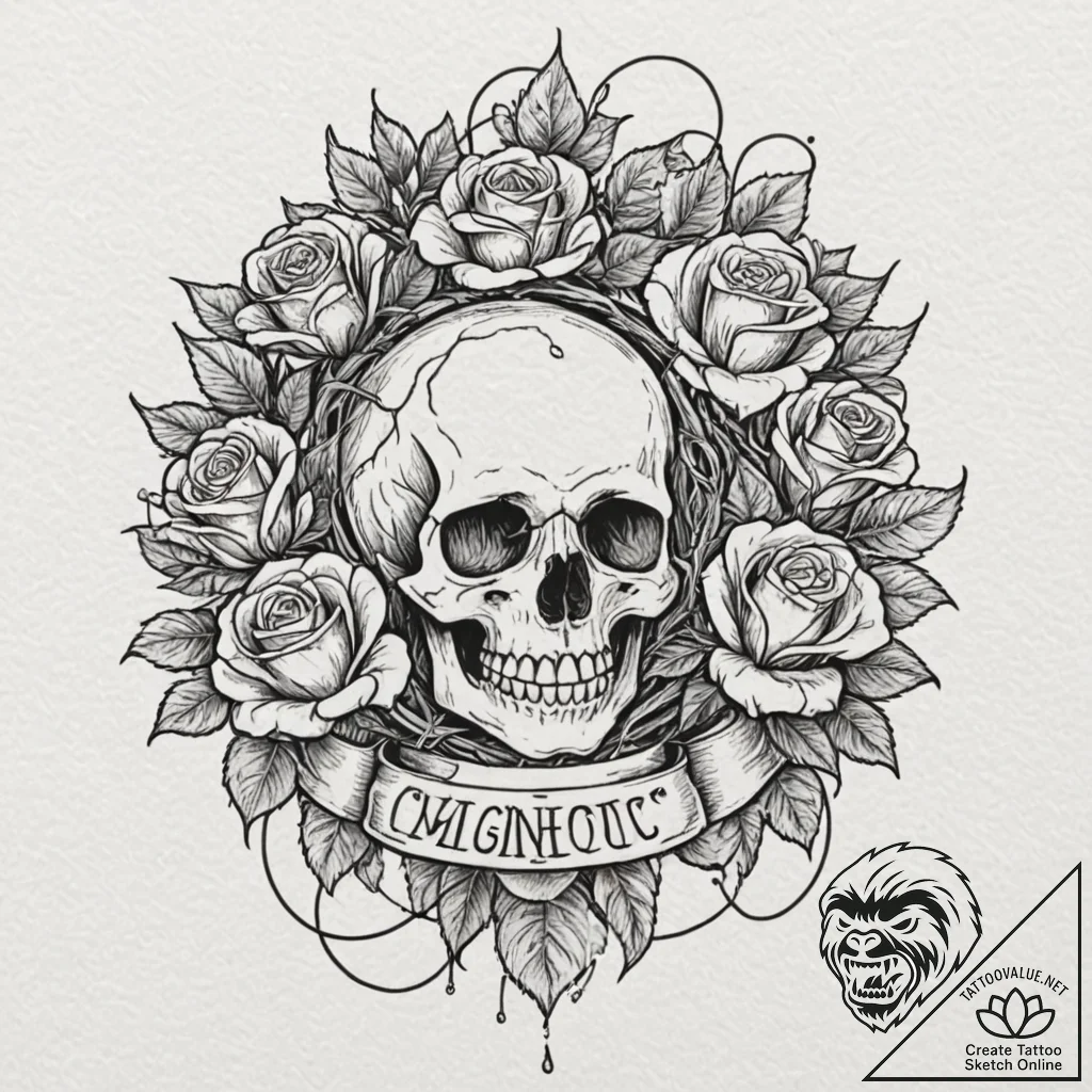 Tattoo design a cluster of thorny vines wrapp... - tattoo sketch (№1752927244_0, 19.07.2025 12:14) — tattoovalue.net