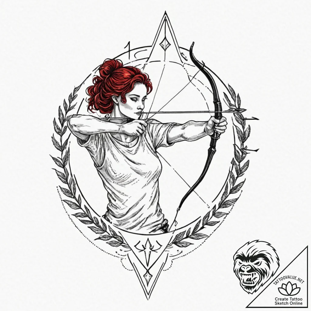 Tattoo sketch a sagittarius archer, minimalis... - tattoo sketch (№1752927777_0, 19.07.2025 12:22) — tattoovalue.net