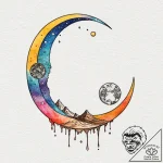 Watercolor sketch of the twin moons of arraki… – tattoo sketch (№1752928006_0, 19.07.2025 12:26) — tattoovalue.net