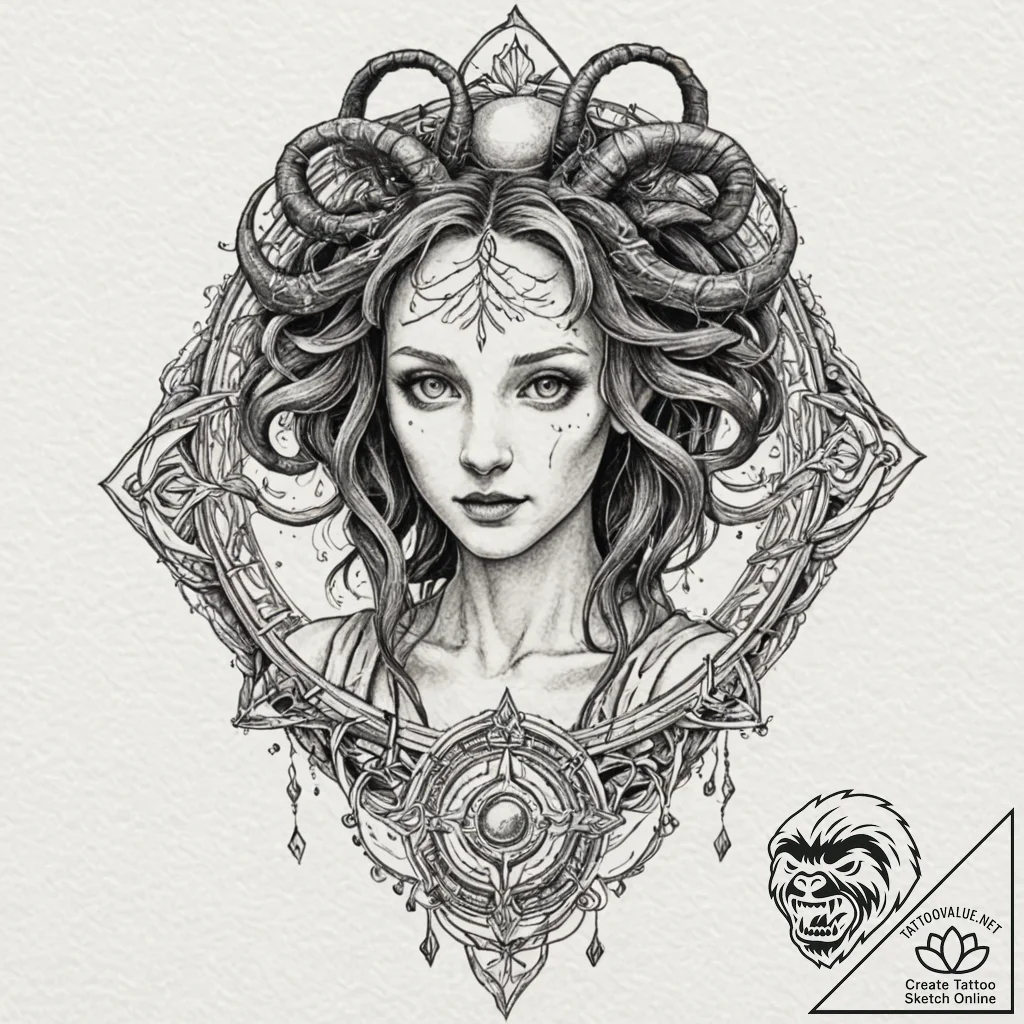 A linework design of the labyrinth from pan's... - tattoo sketch (№1752929614_0, 19.07.2025 12:53) — tattoovalue.net
