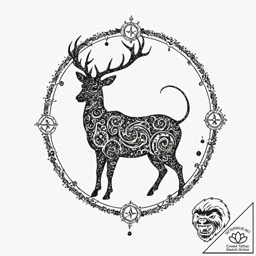 Tattoo design a zodiac animal's silhouette fo... - tattoo sketch (№1752929844_0, 19.07.2025 12:57) — tattoovalue.net
