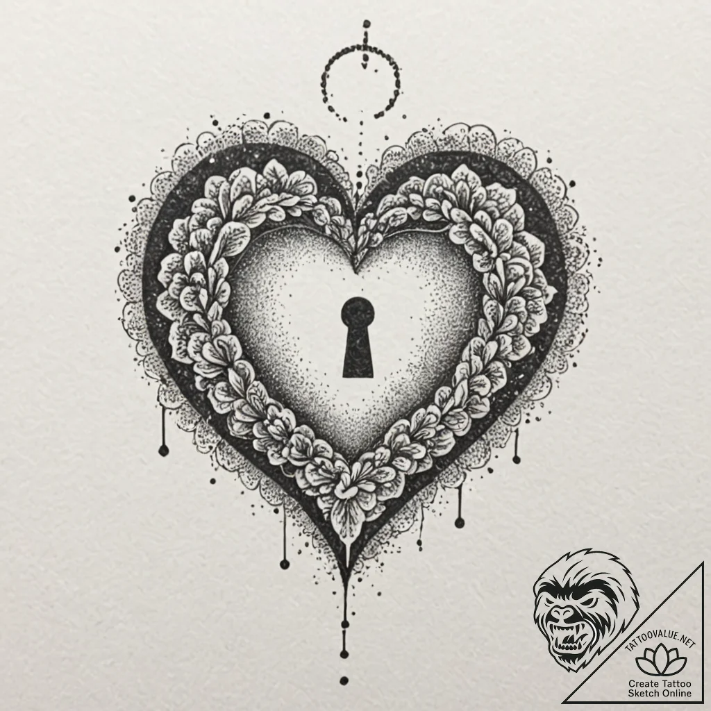 Tattoo sketch a heart with a keyhole, and a s... - tattoo sketch (№1752929997_0, 19.07.2025 12:59) — tattoovalue.net