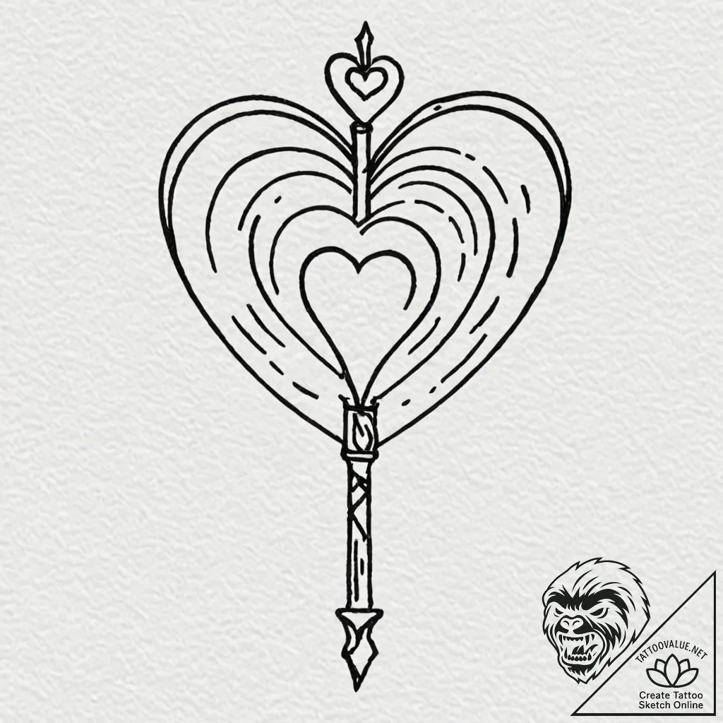 Tattoo design a scepter with a heart at its t... - tattoo sketch (№1752930073_0, 19.07.2025 13:01) — tattoovalue.net