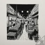 A street food market in mexico city at night…. – tattoo sketch (№1752930564_0, 19.07.2025 13:09) — tattoovalue.net