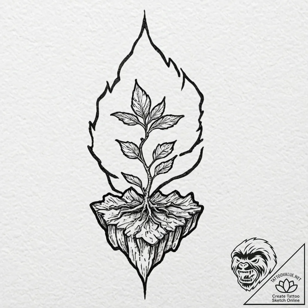 Tattoo sketch a small sprout emerging from cr... - tattoo sketch (№1752930651_0, 19.07.2025 13:10) — tattoovalue.net
