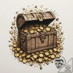 Tattoo design a treasure chest overflowing wi… – tattoo sketch (№1752931075_0, 19.07.2025 13:17) — tattoovalue.net