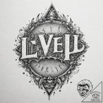 Tattoo sketch ‘level up’ text in a glowing fu… – tattoo sketch (№1752931413_0, 19.07.2025 13:23) — tattoovalue.net