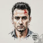 A trash polka portrait of travis bickle from… – tattoo sketch (№1752931742_0, 19.07.2025 13:29) — tattoovalue.net