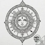 Tattoo sketch a zodiac glyph melting or disto… – tattoo sketch (№1752932571_0, 19.07.2025 13:42) — tattoovalue.net