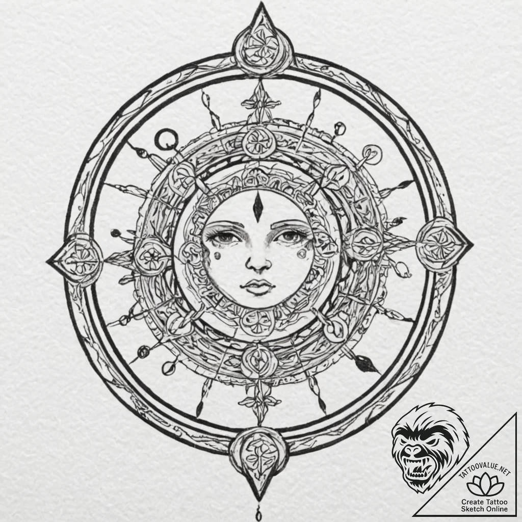 Tattoo sketch a zodiac glyph melting or disto... - tattoo sketch (№1752932571_0, 19.07.2025 13:42) — tattoovalue.net