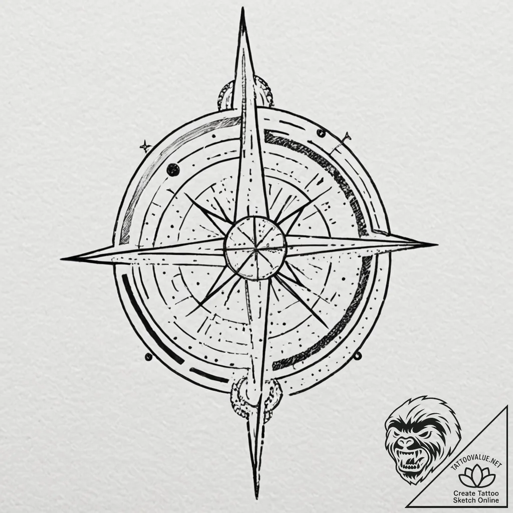 Tattoo design a celestial map with a single,... - tattoo sketch (№1752932653_0, 19.07.2025 13:44) — tattoovalue.net