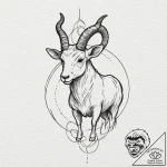 Capricorn, tattoo line art, linework tattoo s… – tattoo sketch (№1752933505_0, 19.07.2025 13:58) — tattoovalue.net
