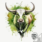 Tattoo design a serene taurus bull, with eart… – tattoo sketch (№1752933663_0, 19.07.2025 14:01) — tattoovalue.net
