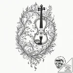 Tattoo sketch a violin whose strings turn int… – tattoo sketch (№1752935070_0, 19.07.2025 14:24) — tattoovalue.net