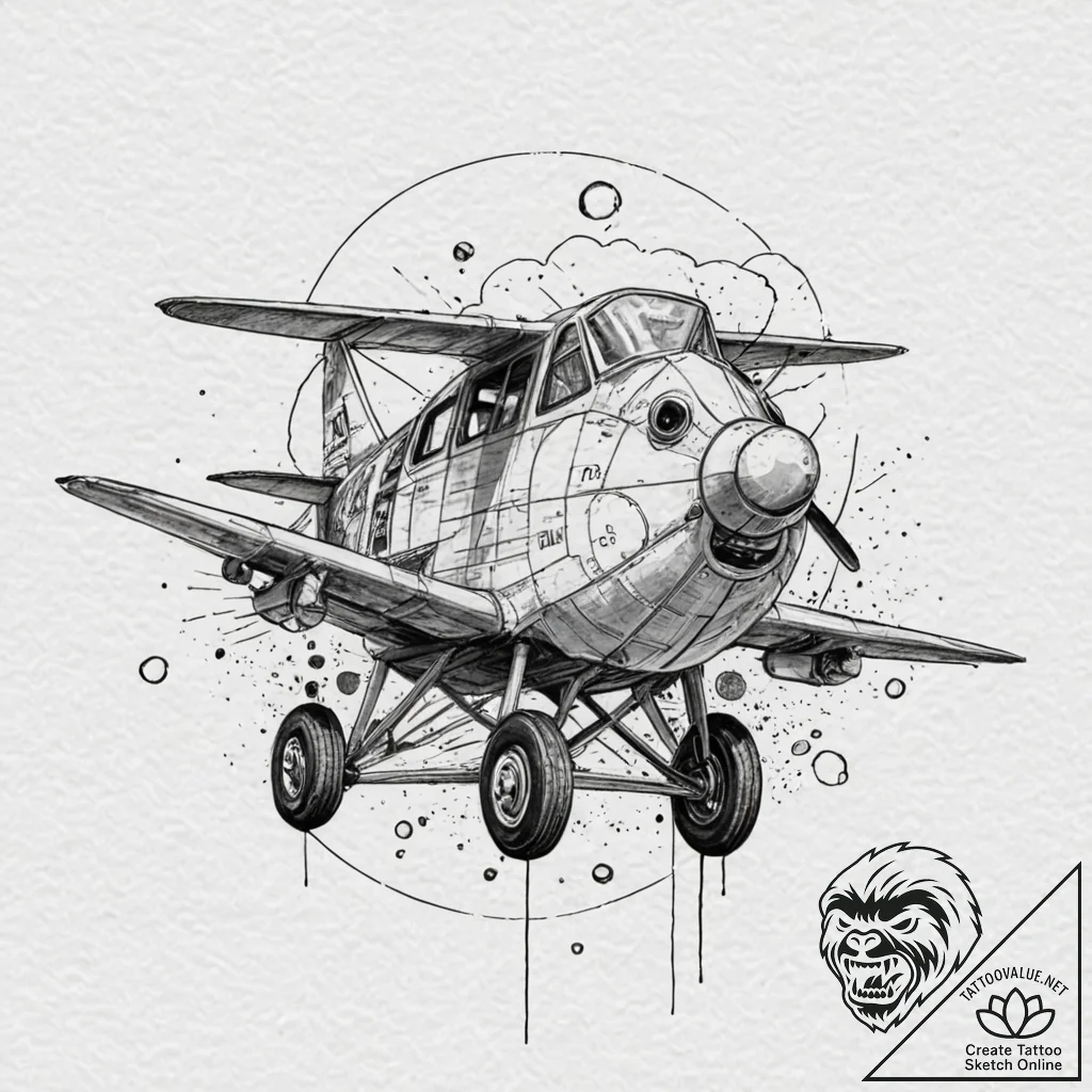 A graphic novel panel of porco rosso, the pig... - tattoo sketch (№1752935567_0, 19.07.2025 14:32) — tattoovalue.net