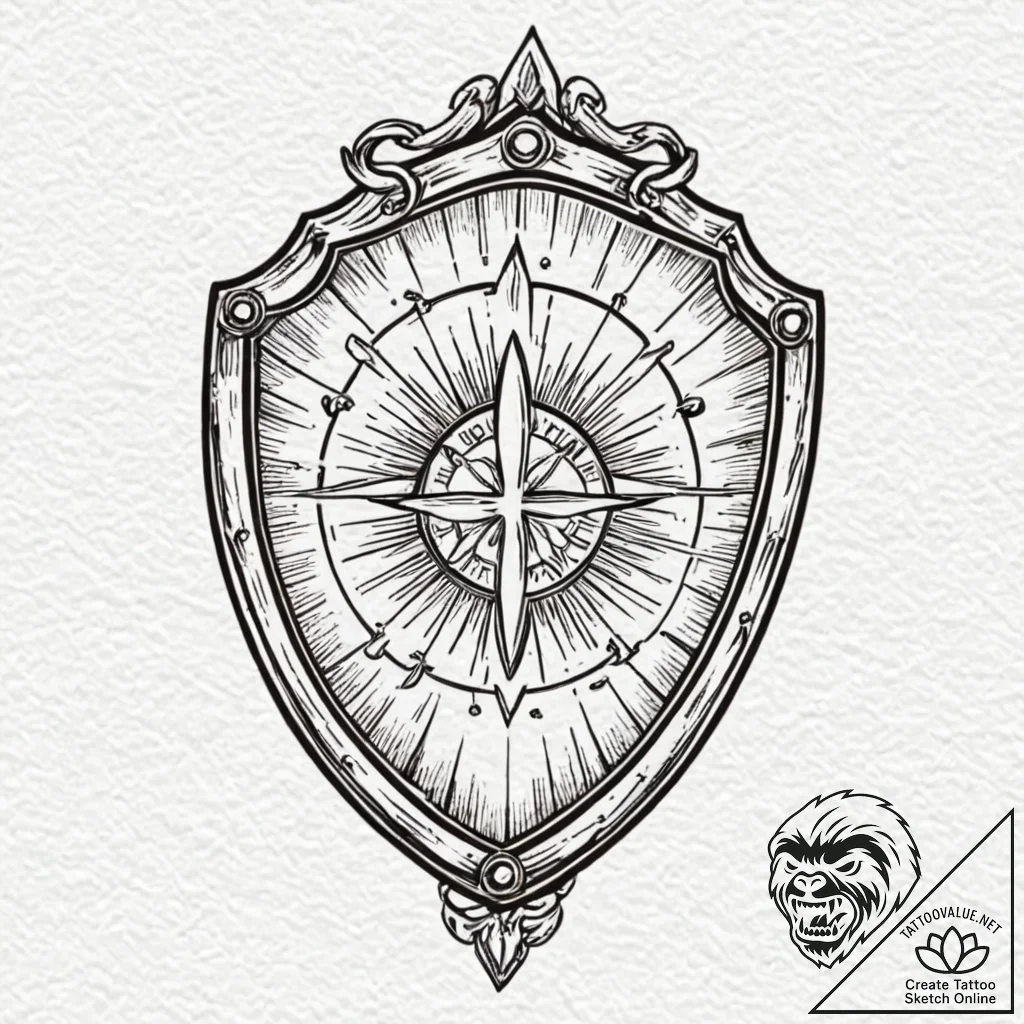 Tattoo design a weathered medieval shield bea... - tattoo sketch (№1752935983_0, 19.07.2025 14:39) — tattoovalue.net