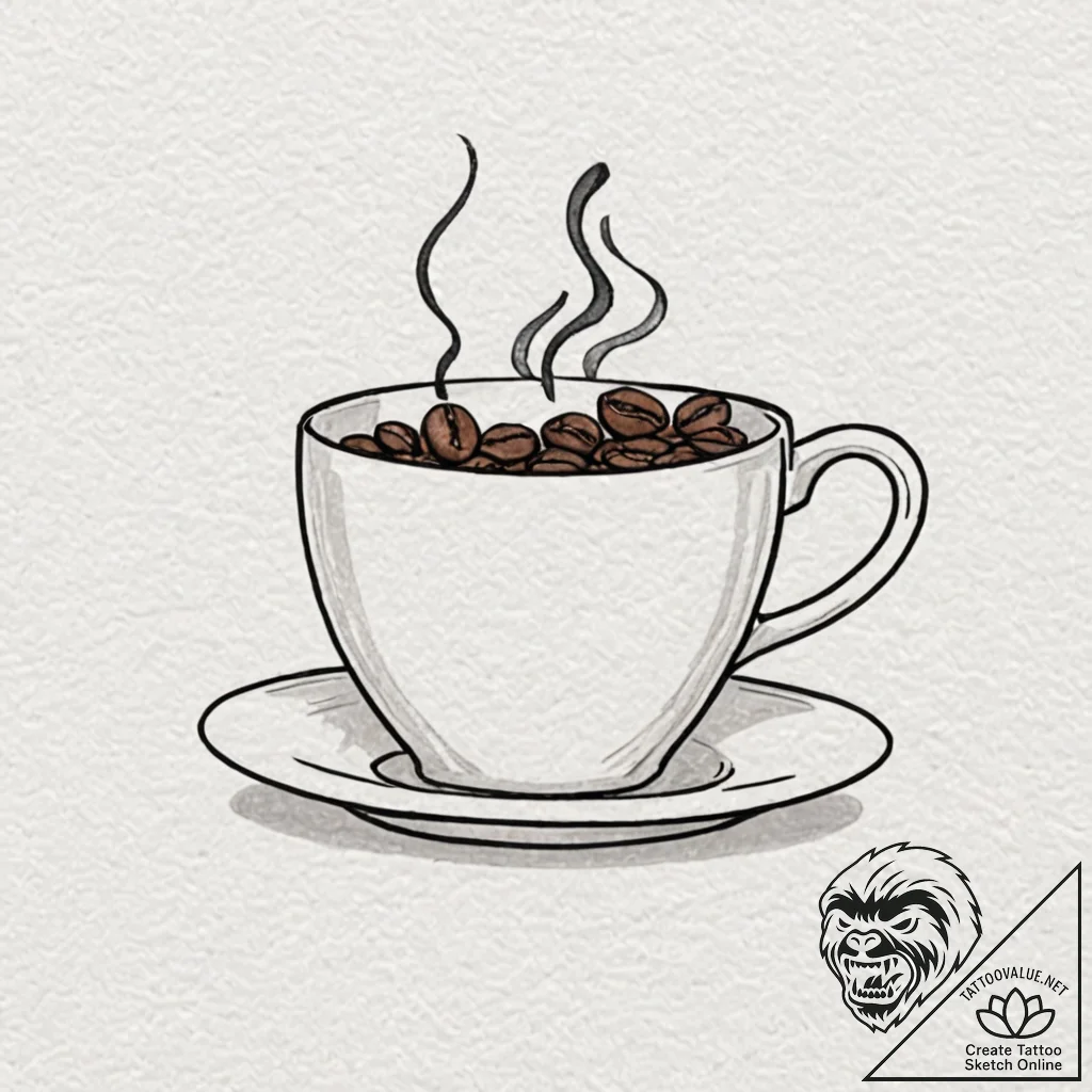 Tattoo sketch a 'coffee cup' on one, a 'coffe... - tattoo sketch (№1752936314_0, 19.07.2025 14:45) — tattoovalue.net