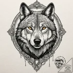 Black wolf, tattoo drawing outline, on a clea… – tattoo sketch (№1752937061_0, 19.07.2025 14:57) — tattoovalue.net