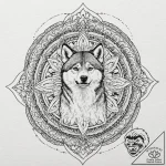 Husky, ink illustration for tattoo, black and… – tattoo sketch (№1752937144_0, 19.07.2025 14:59) — tattoovalue.net