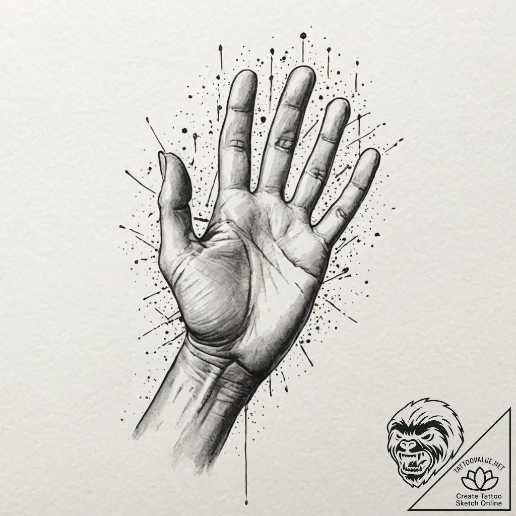 Tattoo design a delicate hand reaching out to... - tattoo sketch (№1752937228_0, 19.07.2025 15:00) — tattoovalue.net