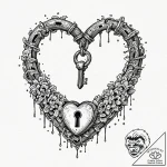 Tattoo design a half-heart lock on one, and a… – tattoo sketch (№1752937310_0, 19.07.2025 15:01) — tattoovalue.net