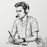 A professional gamer, focused intently on the… – tattoo sketch (№1752938140_0, 19.07.2025 15:15) — tattoovalue.net