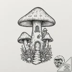 Tattoo design a whimsical mushroom house., ta… – tattoo sketch (№1752938223_0, 19.07.2025 15:17) — tattoovalue.net