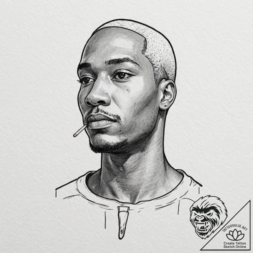 A neo-traditional portrait of marsellus walla... - tattoo sketch (№1752938887_0, 19.07.2025 15:28) — tattoovalue.net