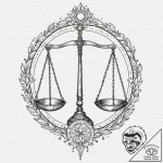 Tattoo sketch libra’s scales with the “justic… – tattoo sketch (№1752938969_0, 19.07.2025 15:29) — tattoovalue.net