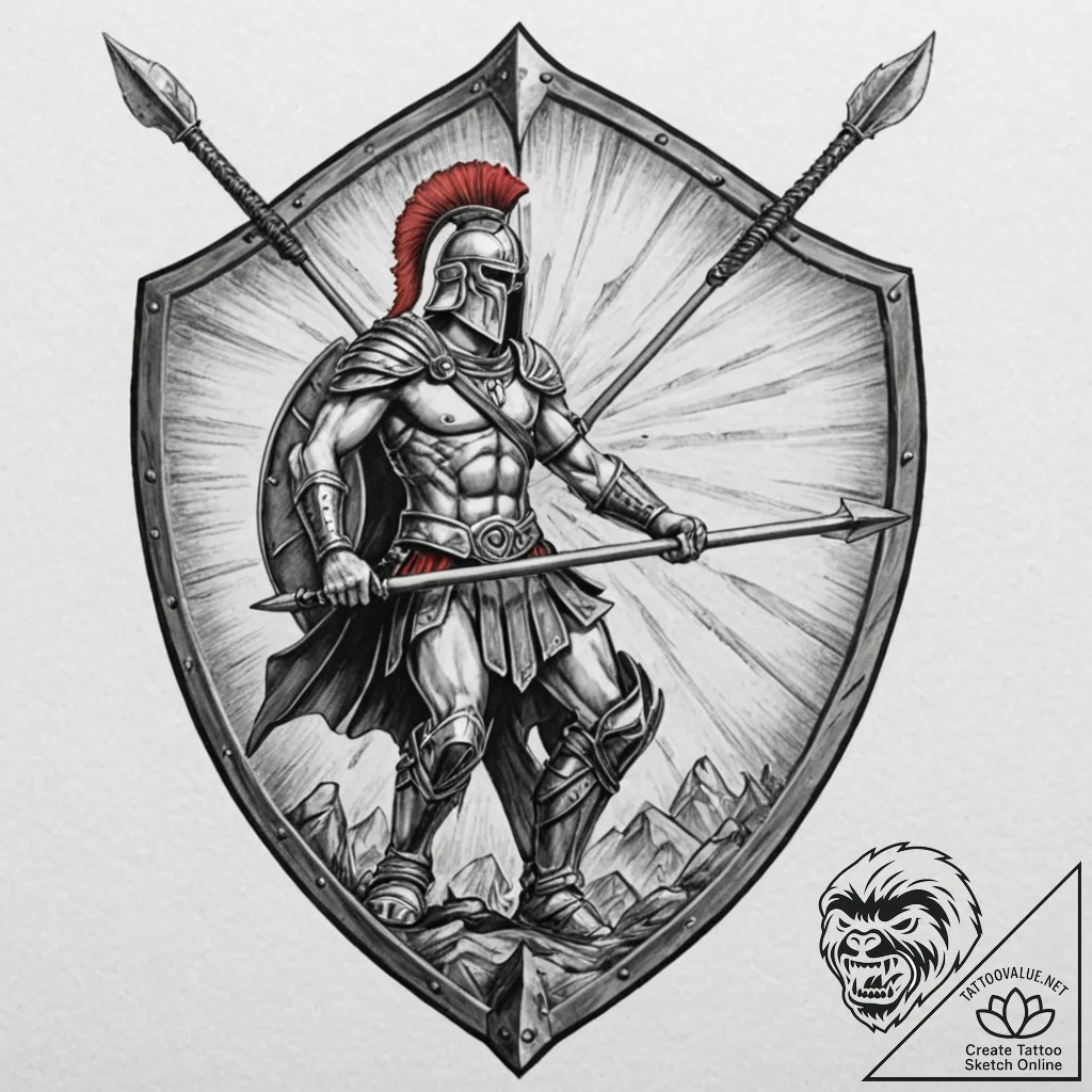Tattoo design a spartan warrior's shield and... - tattoo sketch (№1752939217_0, 19.07.2025 15:33) — tattoovalue.net