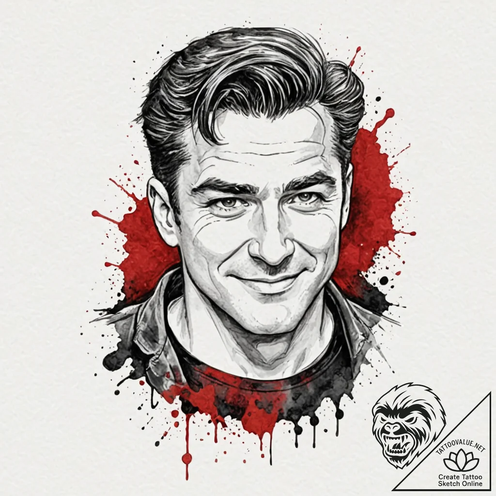 A neo-traditional portrait of the comedian fr... - tattoo sketch (№1752939631_0, 19.07.2025 15:40) — tattoovalue.net