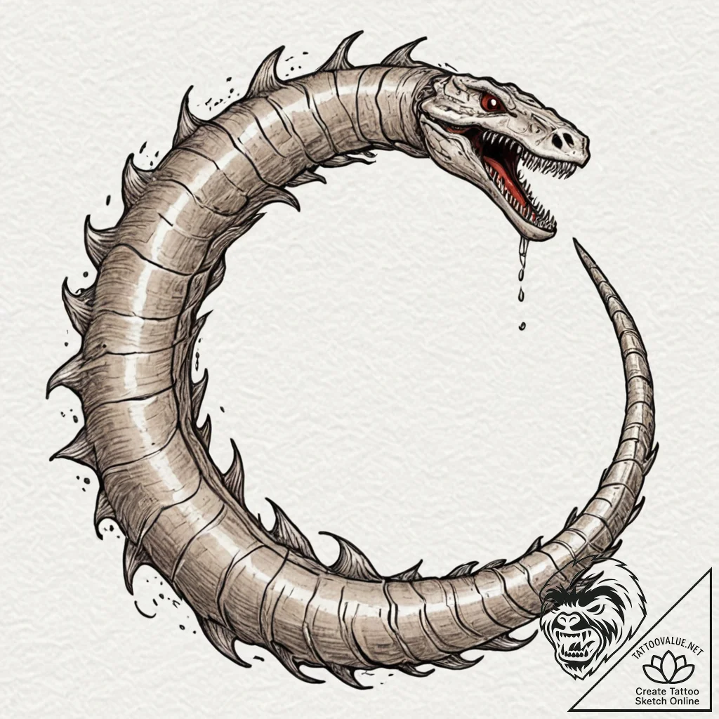 Neo-traditional tattoo design of a sandworm (... - tattoo sketch (№1752939797_0, 19.07.2025 15:43) — tattoovalue.net