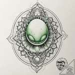 A watercolor design of an alien egg, pulsing… – tattoo sketch (№1752940045_0, 19.07.2025 15:47) — tattoovalue.net