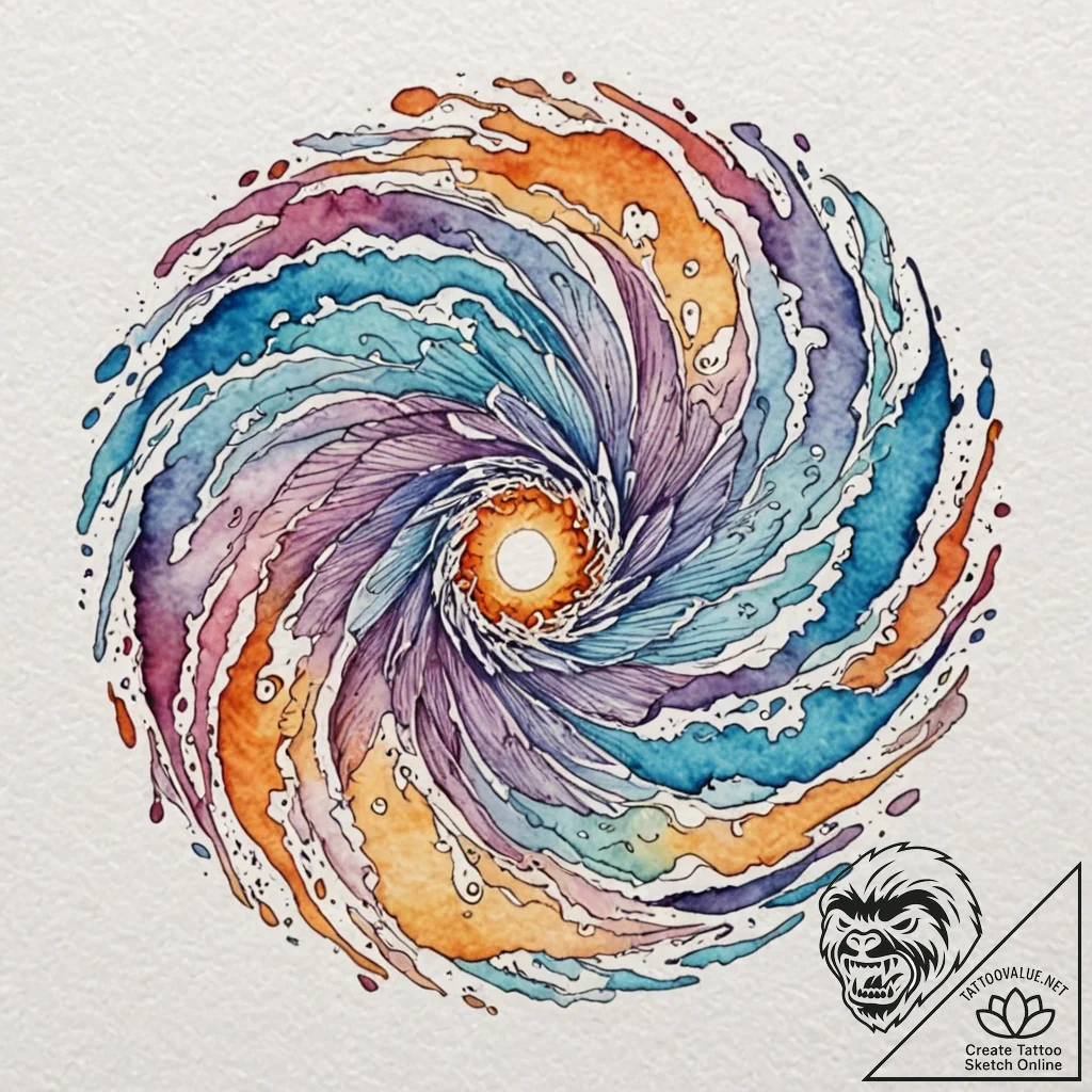 Tattoo design a swirling vortex of water, imm... - tattoo sketch (№1752940209_0, 19.07.2025 15:50) — tattoovalue.net