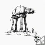32. a graphic tattoo of an at-at walker, mini… – tattoo sketch (№1752940704_0, 19.07.2025 15:58) — tattoovalue.net