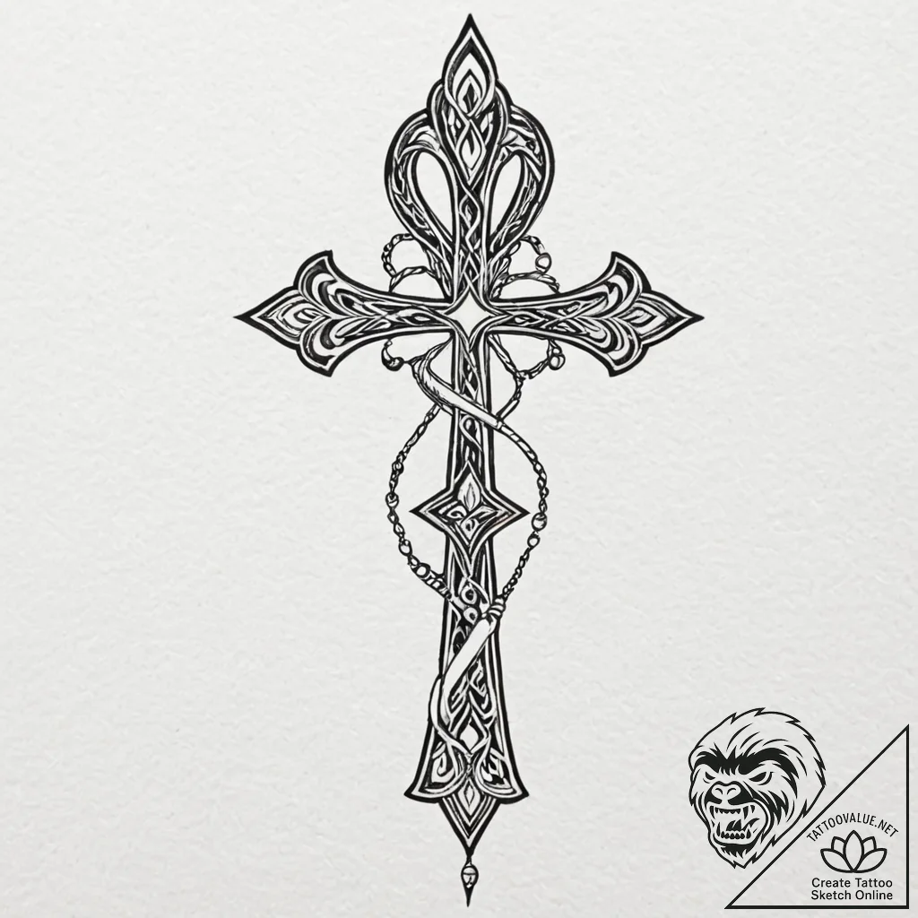 Ankh, tattoo line art, minimalist tattoo desi... - tattoo sketch (№1752940951_0, 19.07.2025 16:02) — tattoovalue.net