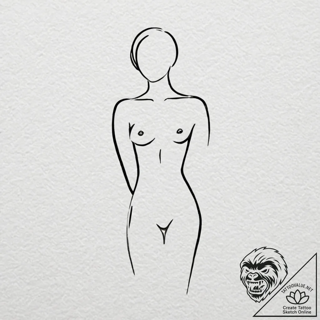 Tattoo sketch a simple, elegant human figure... - tattoo sketch (№1752941035_0, 19.07.2025 16:03) — tattoovalue.net