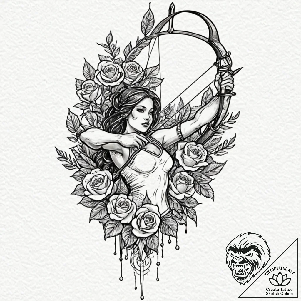 Tattoo sketch a sagittarius archer, minimalis... - tattoo sketch (№1752941704_0, 19.07.2025 16:15) — tattoovalue.net
