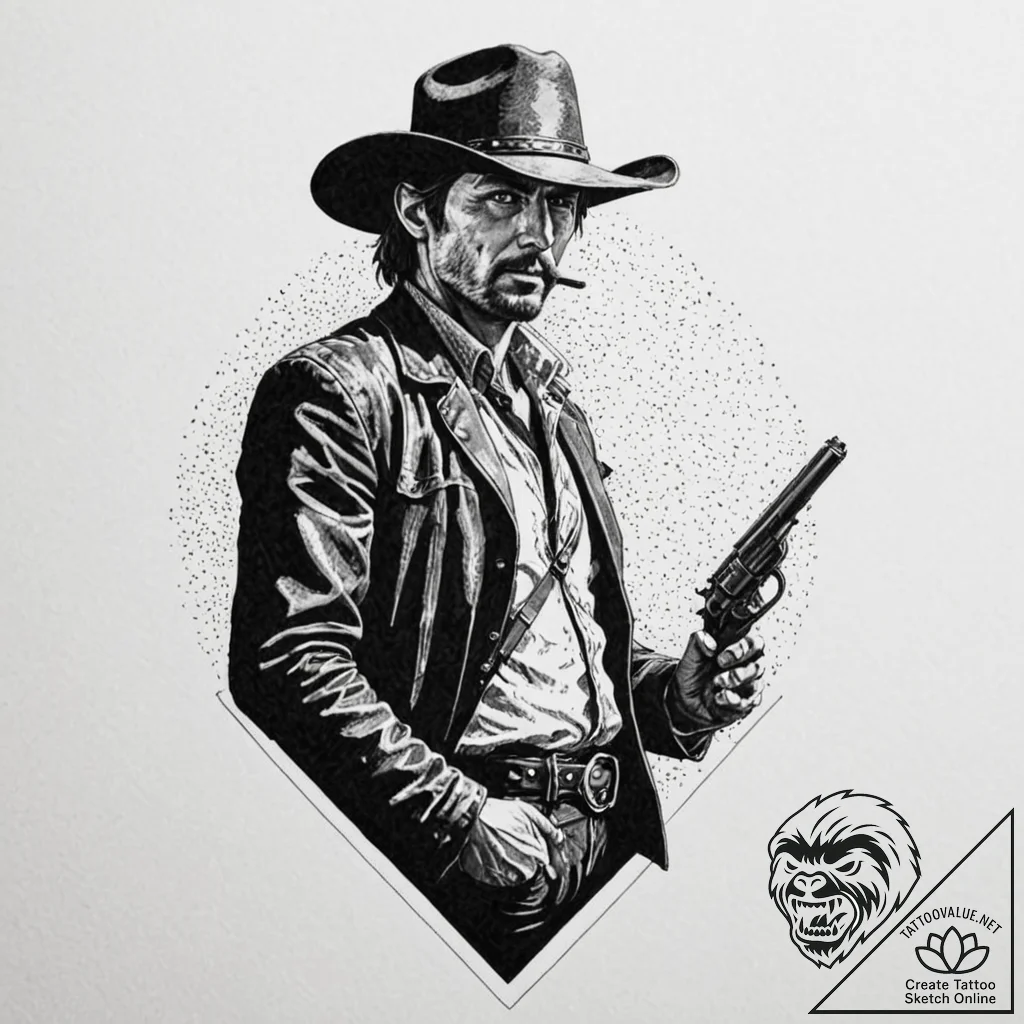 A linework tattoo of the gunslinger (roland d... - tattoo sketch (№1752942634_0, 19.07.2025 16:30) — tattoovalue.net