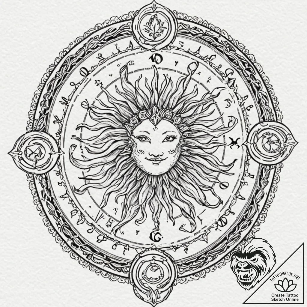 Tattoo sketch a zodiac glyph drawn in a uniqu... - tattoo sketch (№1752942890_0, 19.07.2025 16:34) — tattoovalue.net