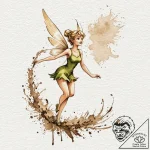 A sketch of tinkerbell, leaving a trail of pi… – tattoo sketch (№1752943655_0, 19.07.2025 16:47) — tattoovalue.net