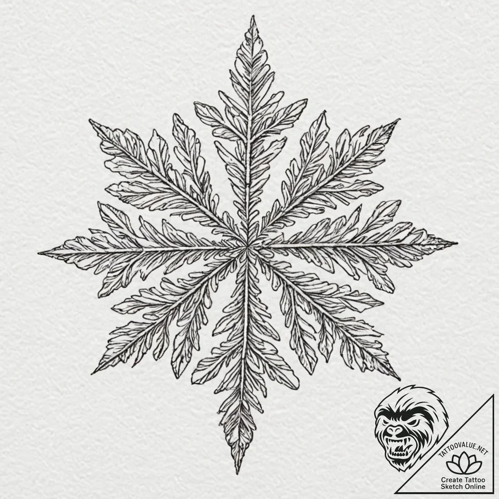 A close-up of the delicate, crystalline struc... - tattoo sketch (№1752943739_0, 19.07.2025 16:48) — tattoovalue.net