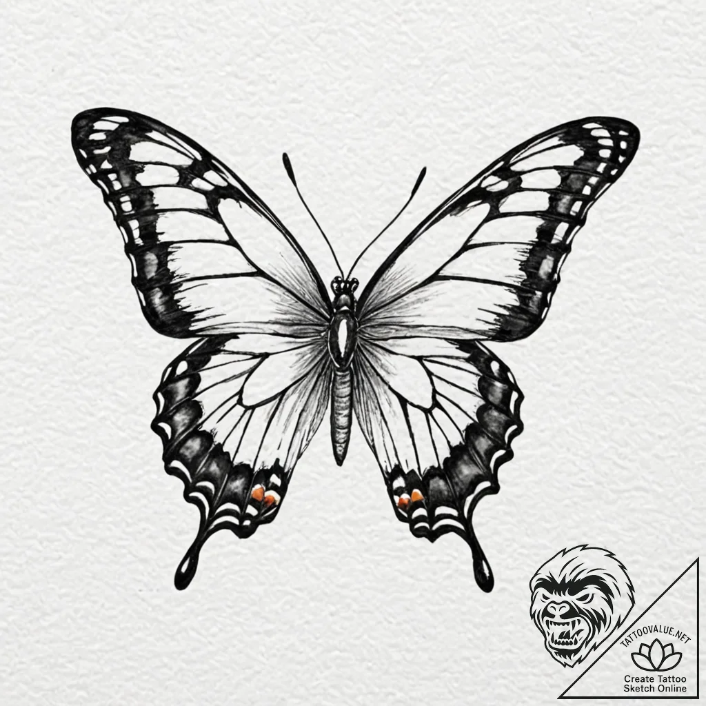 A watercolor tattoo of the butterfly effect f... - tattoo sketch (№1752943908_0, 19.07.2025 16:51) — tattoovalue.net