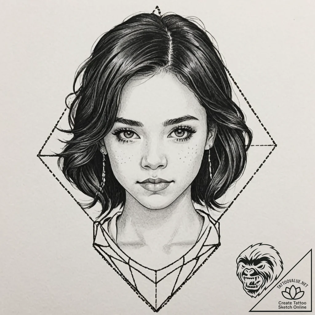 A neo-traditional portrait of the main charac... - tattoo sketch (№1752943993_0, 19.07.2025 16:53) — tattoovalue.net